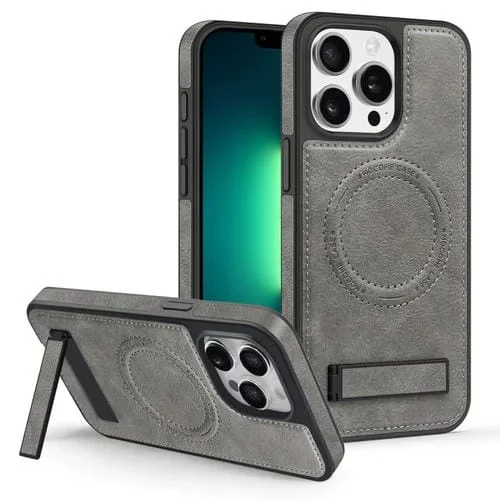 Funda para Teléfono iPhone 13 Pro Max Magsafe Pu con Soporte Multifunción (Gris)