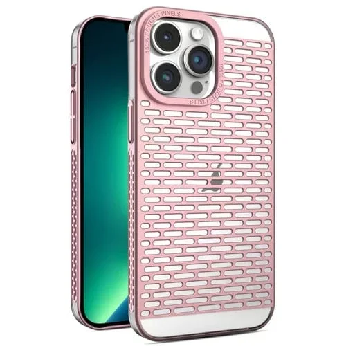 Funda para Teléfono iPhone 13 Pro Max PC Galvanizada Mate con Disipación de Calor (Rosa)