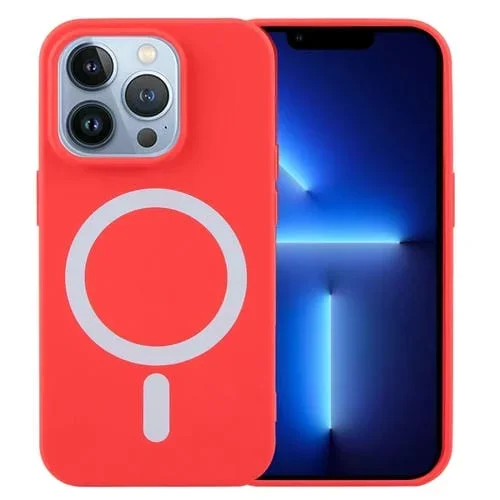 Funda para Teléfono iPhone 13 Pro Max Silicona Líquida Magsafe (Rojo)