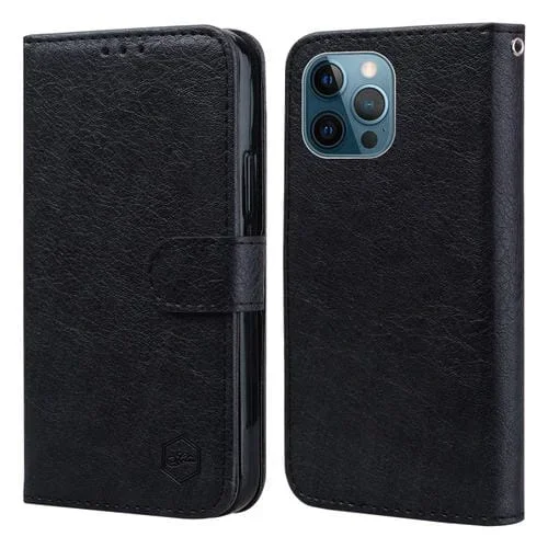 Funda para Teléfono iPhone 13 Pro Max Skin Feeling Oil Textura de Cuero Pu + TPU (Negro)