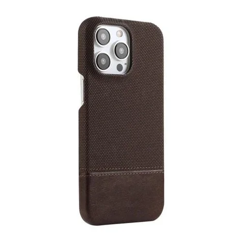Funda para teléfono iPhone 13 Pro Max Stitching Cloth PU a prueba de golpes (Marrón Oscuro)