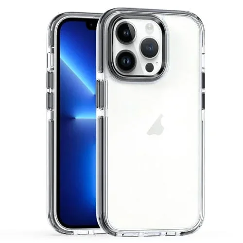 Funda para Teléfono iPhone 13 Pro PC Transparente TPU Dos Colores (Negro)