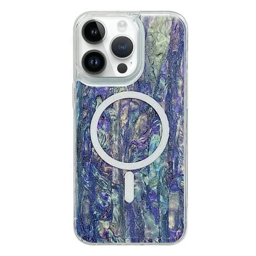 Funda para Teléfono iPhone 13 Pro Shell Texture Multicolor Magsafe TPU (Azul Pavo Real)
