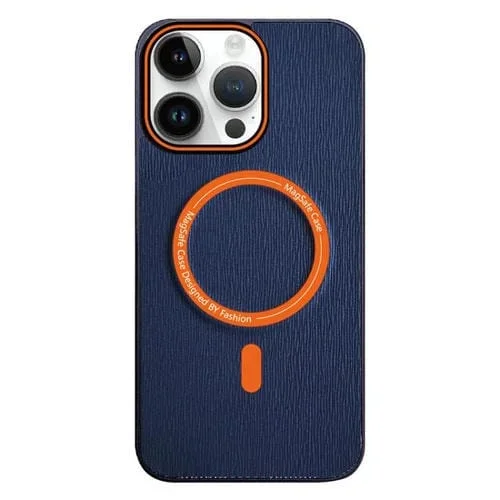 Funda para Teléfono iPhone 13 Pro Textura Madera Imitación Color Contraste (Azul Marino)