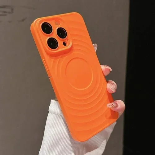 Funda para Teléfono iPhone 13 Pro Wave Texture PC a Prueba de Golpes (Naranja)
