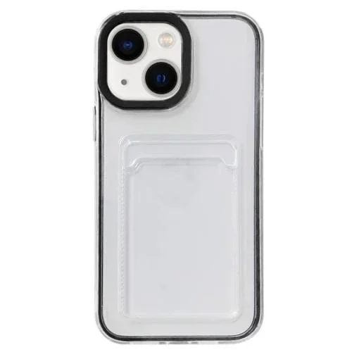 Funda para Teléfono iPhone 14 360 Clear PC Hybrid TPU con Ranura para Tarjeta (Negro)