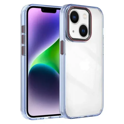 Funda para Teléfono iPhone 14 Crystal TPU Hybrid PC Protección (Azul Transparente)