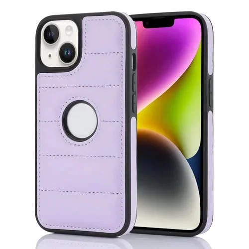 Funda para Teléfono iPhone 14 de PU con Recorte Hueco y Tecla de Piano (Púrpura Claro)