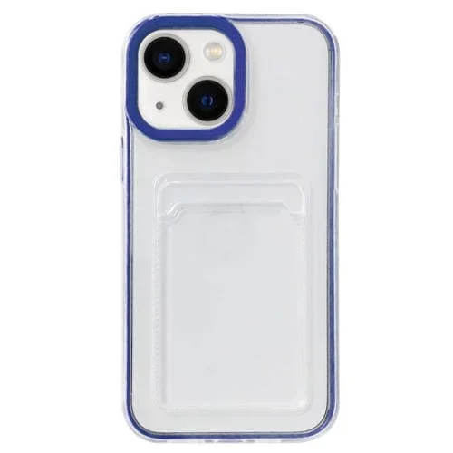 Funda para Teléfono iPhone 14 Plus 360 Clear PC Hybrid TPU con Ranura para Tarjeta (Azul Real)