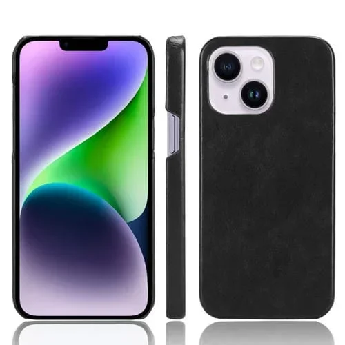 Funda para Teléfono iPhone 14 Plus con Contraportada Textura Litchi (Negro)