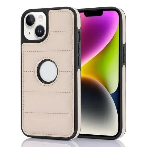 Funda para Teléfono iPhone 14 Plus PU con Recorte Hueco y Tecla de Piano (Albaricoque)