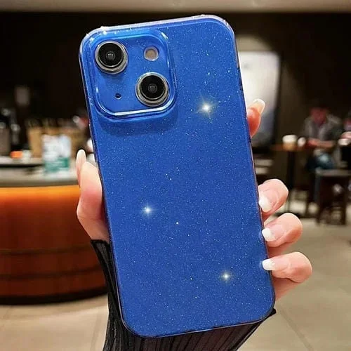 Funda para Teléfono iPhone 14 Plus TPU Jelly Glitter Color Sólido (Azul Oscuro)