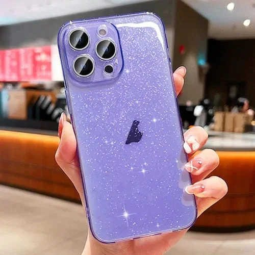 Funda para Teléfono iPhone 14 Pro Glitter Powder TPU (Púrpura Transparente)
