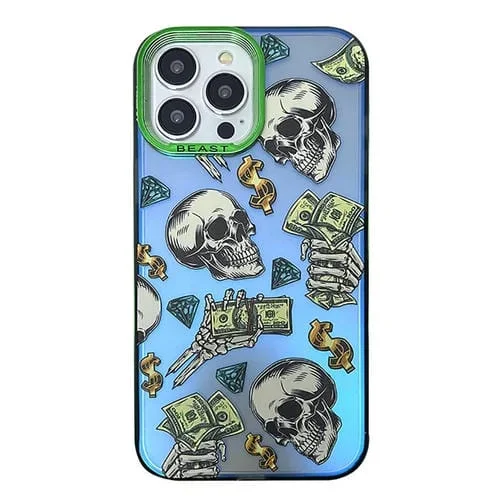 Funda para Teléfono iPhone 14 Pro Max Aurora Series Patrón Pintado Calavera