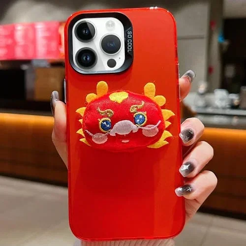 Funda para Teléfono iPhone 14 Pro Max Lion Dance Plush Doll Año Nuevo (Dragón)