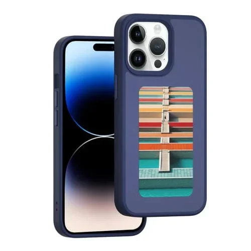 Funda para teléfono iPhone 14 Pro Max Nfc con Pantalla de Tinta Electrónica de Cuatro Colores (Azul)