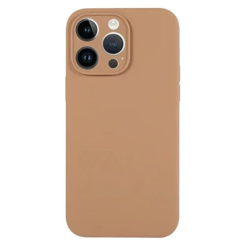 Funda para Teléfono iPhone 14 Pro Max Silicona Líquida Poro Fino (Marrón Claro)