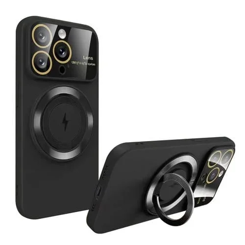 Funda para Teléfono iPhone 14 Pro Max Soporte Magnético Magsafe Ventana Grande (Negro)