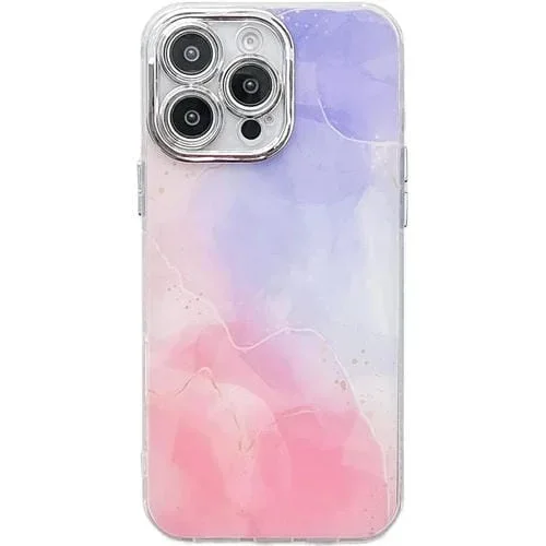Funda para Teléfono iPhone 14 Pro Max Textura Mármol Galvanizado (Púrpura Rosa)