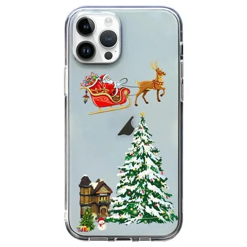 Funda para teléfono iPhone 14 Pro Max TPU suave Transparente patrón navideño