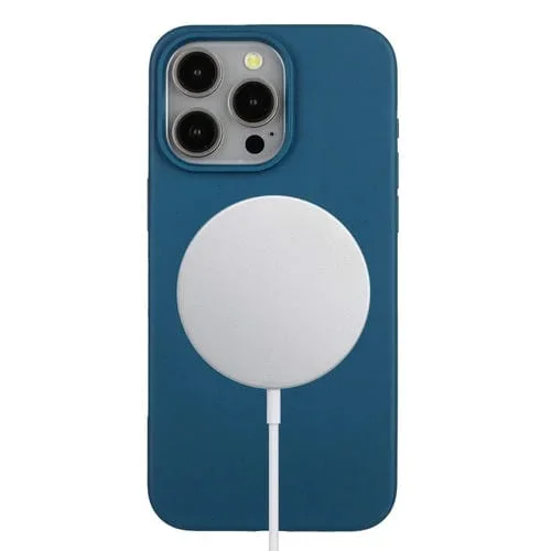 Funda para teléfono iPhone 14 Pro Max Wheat Magsafe Material de Paja Magnética + TPU (Azul)