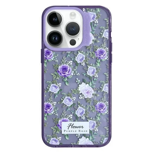 Funda para Teléfono iPhone 14 Pro Patrón Creativo Círculo de Ondas (Flor Morada)