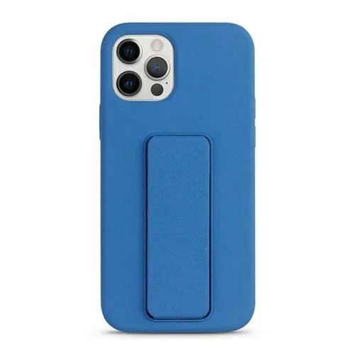 Funda para Teléfono iPhone 14 Pro Silicona Líquida con Soporte (Azul Marino)