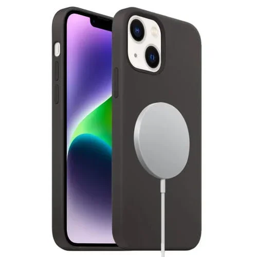 Funda para Teléfono iPhone 14 Silicona Líquida Cobertura Total Magsafe (Negro)