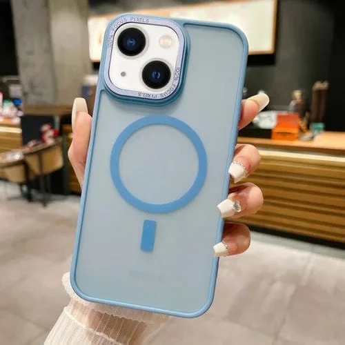 Funda para Teléfono iPhone 15 Acrílico con Sensación de Piel Esmerilada y Magsafe (Azul Sierra)