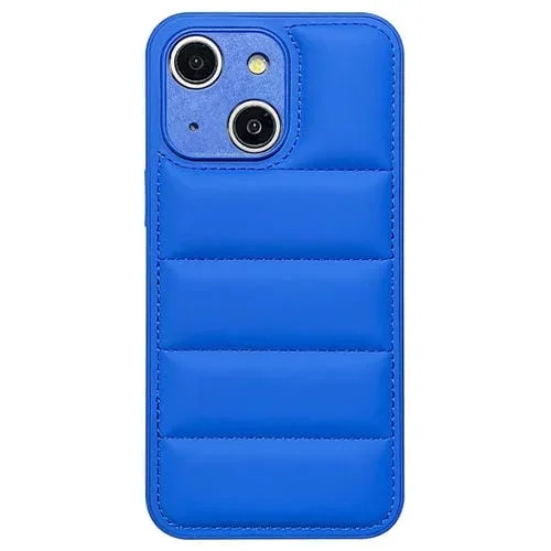 Funda para Teléfono iPhone 15 con Airbag de Edredón y Orificio Fino (Azul)