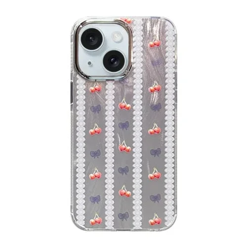 Funda para Teléfono iPhone 15 Cooling Flash Feather TPU + PC (Cereza)