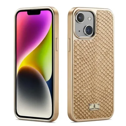 Funda para Teléfono iPhone 15 Fierre Shann Pu Galvanoplastia Textura Serpiente (Blanco)