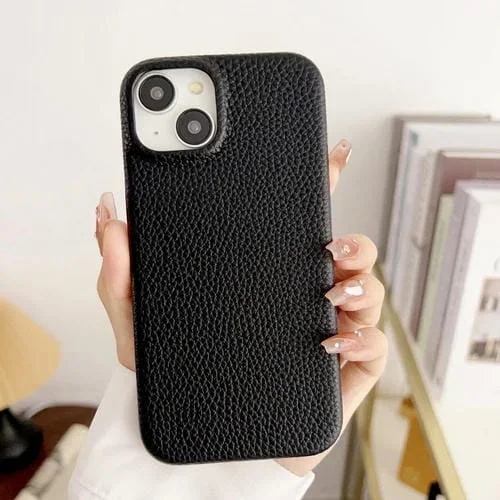 Funda para Teléfono iPhone 15 Litchi Texture Todo Incluido a Prueba de Golpes (Negro)