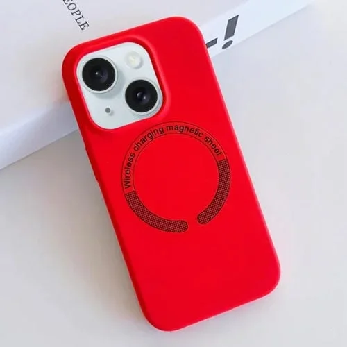 Funda para Teléfono iPhone 15 Magsafe Silicona Líquida Magnética (Rojo)
