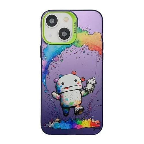 Funda para Teléfono iPhone 15 Plus Cute Animal Pattern Series PC y TPU (Robots)