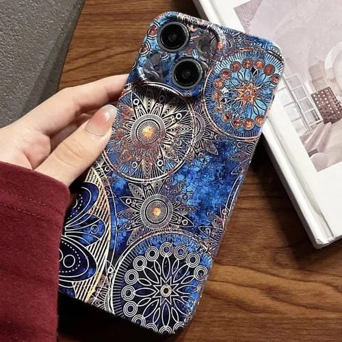 Funda para Teléfono iPhone 15 Plus PC con Orificio Preciso y Patrón Pintado (Flor Abstracta)