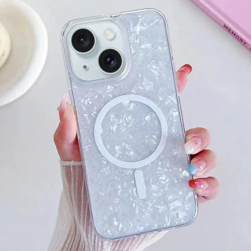 Funda para Teléfono iPhone 15 Plus Shell Texture Magsafe TPU (Blanco)