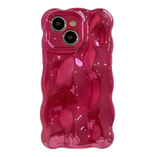 Funda para Teléfono iPhone 15 Plus Wave Bubbles TPU (Rojo Rosa)