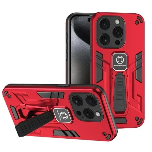 Funda para Teléfono iPhone 15 Pro 2 En 1 con Soporte y Protección a Prueba de Golpes (Rojo)