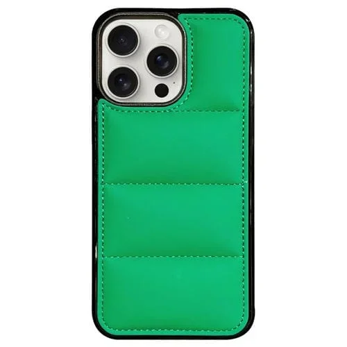 Funda para Teléfono iPhone 15 Pro con Airbag de Edredón Agujero Grande (Verde)