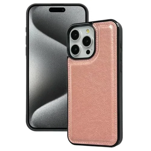 Funda para Teléfono iPhone 15 Pro Contraportada Textura de Piel de Vaca (Oro Rosa)