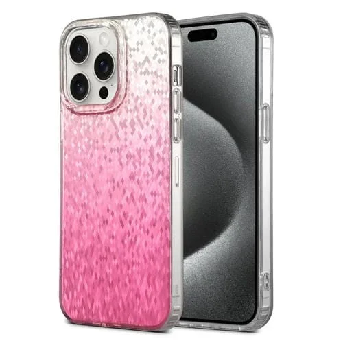 Funda para Teléfono iPhone 15 Pro Dynamic Colorful Rhombus Diamond Series PC + TPU (Rosa)