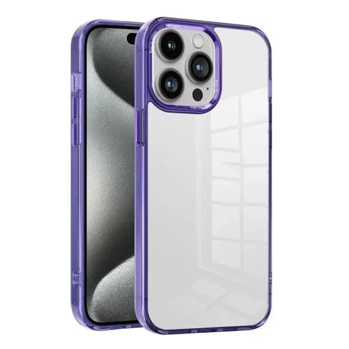 Funda para teléfono iPhone 15 Pro Ice Color Clear PC Hybrid TPU (Púrpura)