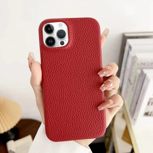 Funda para teléfono iPhone 15 Pro Litchi Texture a prueba de golpes (Rojo)