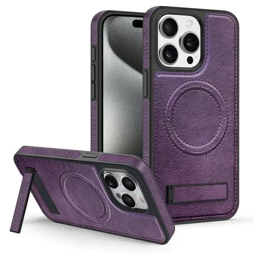 Funda para Teléfono iPhone 15 Pro Magsafe Pu con Soporte Multifunción (Mora)