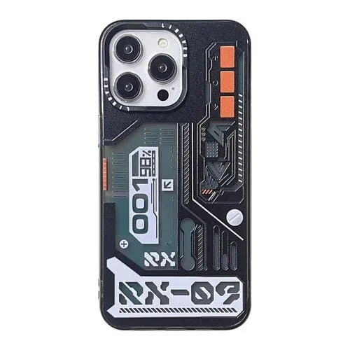 Funda para Teléfono iPhone 15 Pro Max Mecha Circuit Board Pattern (Negro)
