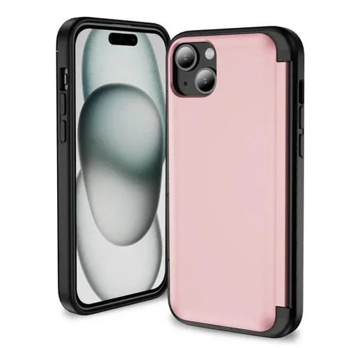 Funda para Teléfono iPhone 15 Soporte Abatible 3 En 1 (Rosa)