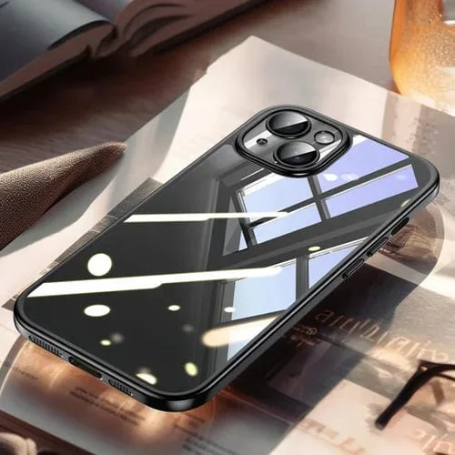 Funda para Teléfono iPhone 15 Sulada Galvanoplastia Frosted PC + TPU a Prueba de Golpes (Negro)