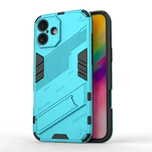 Funda para teléfono iPhone 16 Plus Punk Armor 2 en 1 PC y TPU con soporte (Azul)