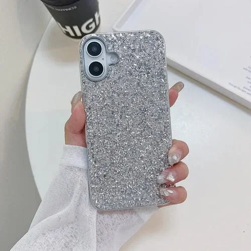 Funda para Teléfono iPhone 16 Plus TPU a Prueba de Golpes Glitter Powder (Plata)